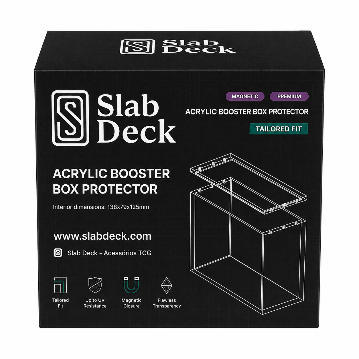 Acrílico para BOOSTER BOX Americana com fecho magnético forte e proteção UV 99%